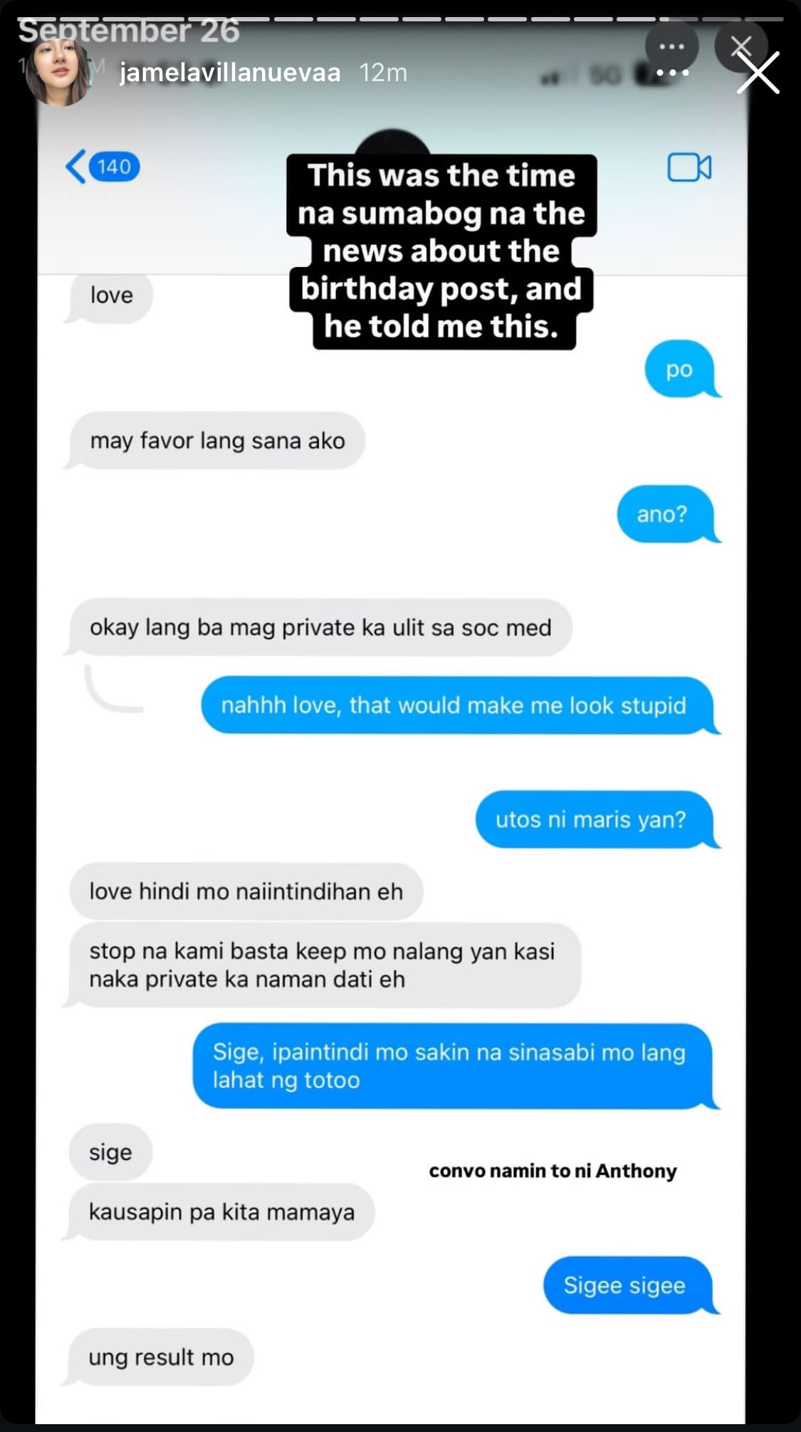 [Full Convo Screenshots] Maris Racal Dahilan ng Hiwalayan nina Jam At Anthony?